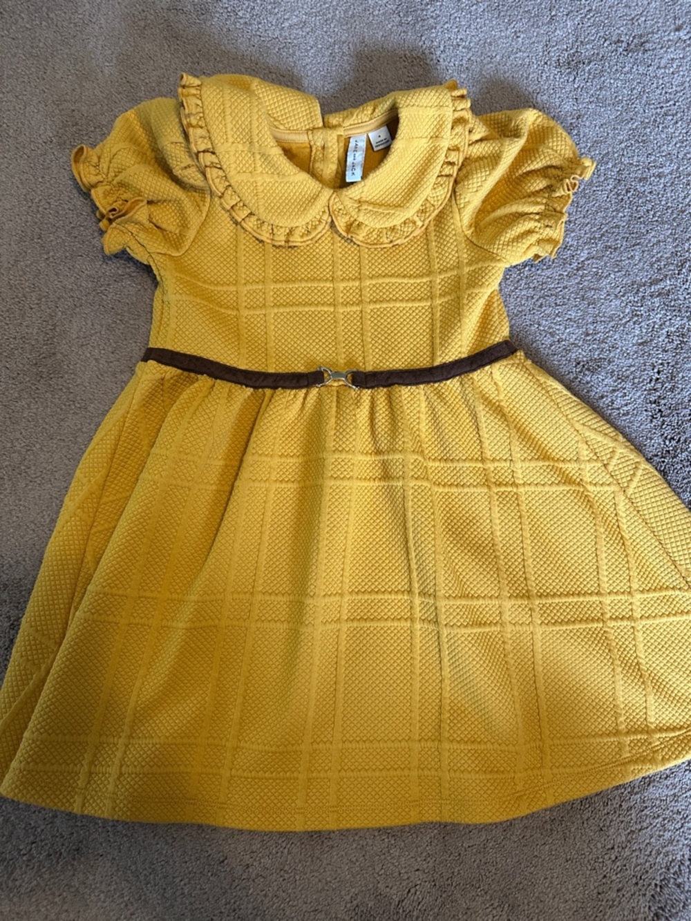 Janie and Jack Mustard Yellow Peter Pan Collar Dress with Belt